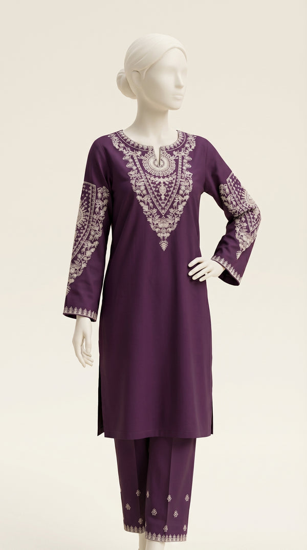 MULTICOLOR TEXTURED EMBROIDERED UNSTITCHED 2PC