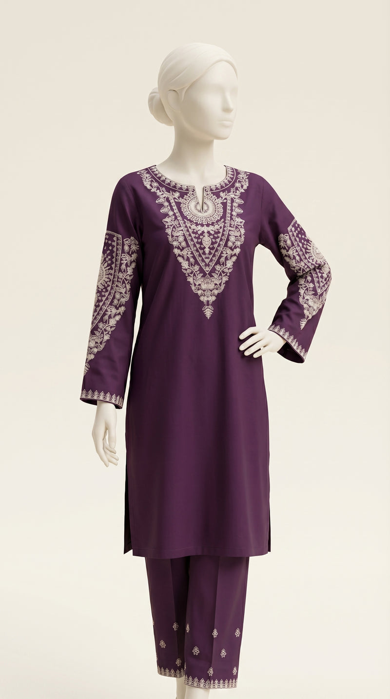 MULTICOLOR TEXTURED EMBROIDERED UNSTITCHED 2PC