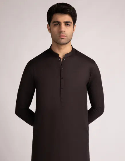DARK BROWN UNSTITCHED KAMEEZ SHALWAR