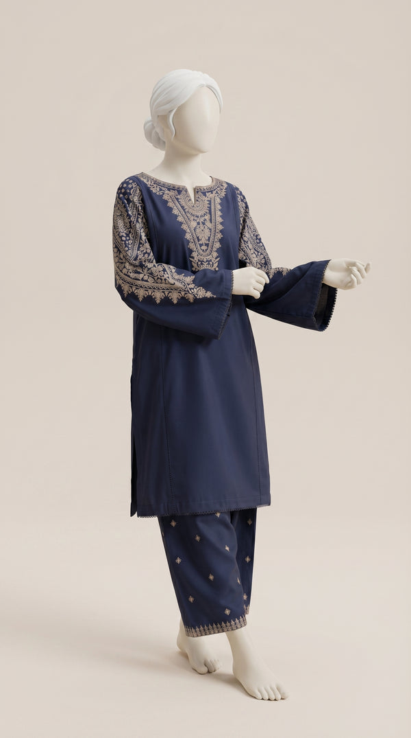 MULTICOLOR TEXTURED EMBROIDERED UNSTITCHED 2PC