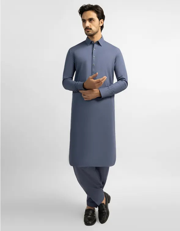GREY COTTON PLAIN KAMEEZ SHALWAR