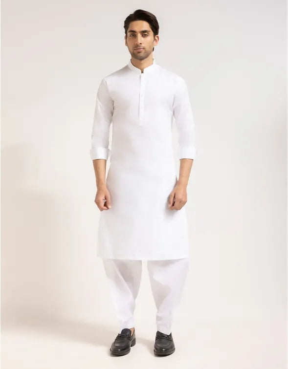 WHITE SEMI FORMAL KAMEEZ SHALWAR