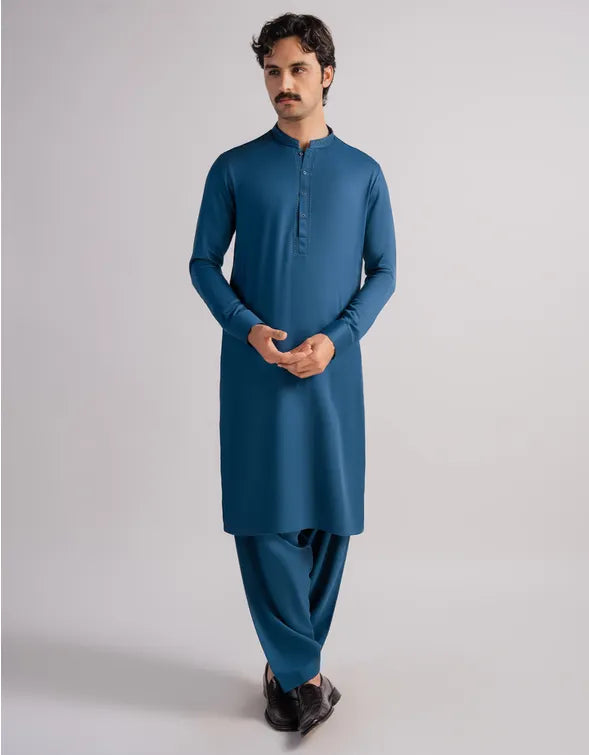 BLUE SEMI FORMAL KAMEEZ SHALWAR