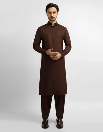 BROWN PLAIN KAMEEZ SHALWAR