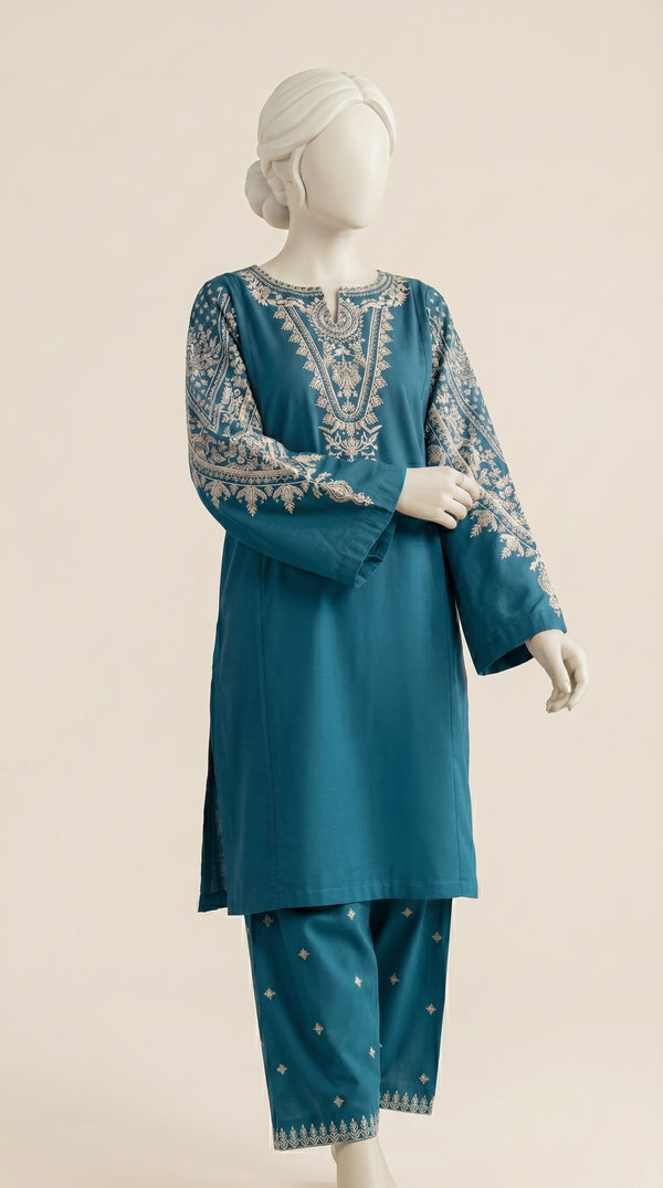 MULTICOLOR TEXTURED EMBROIDERED UNSTITCHED 2PC