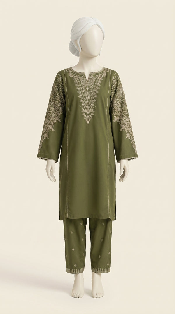 MULTICOLOR TEXTURED EMBROIDERED UNSTITCHED 2PC