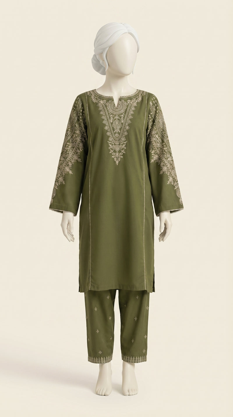 MULTICOLOR TEXTURED EMBROIDERED UNSTITCHED 2PC