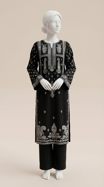 MULTICOLOR TEXTURED EMBROIDERED UNSTITCHED 2PC