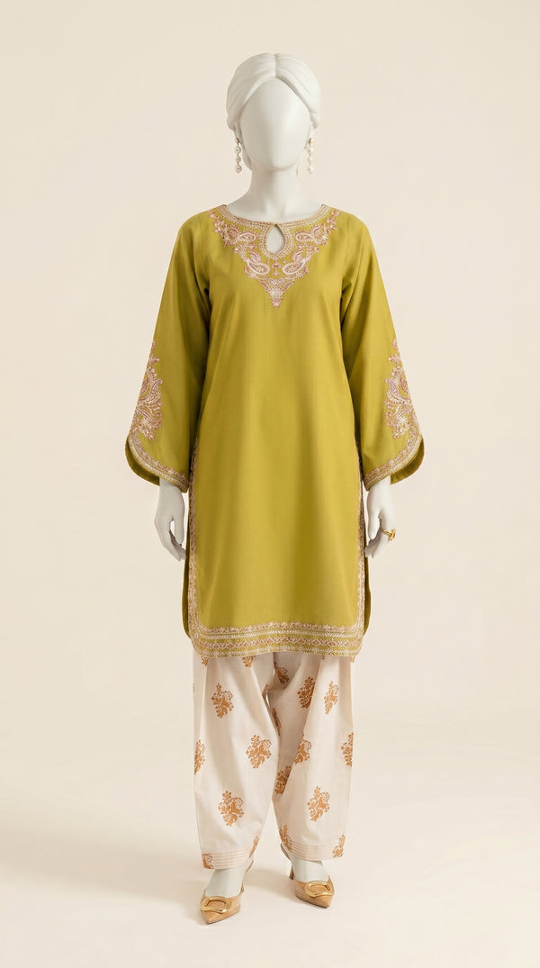 MULTICOLOR TEXTURED EMBROIDERED UNSTITCHED 2PC