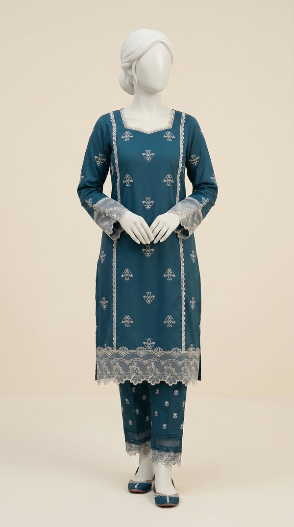 MULTICOLOR TEXTURED EMBROIDERED UNSTITCHED 2PC