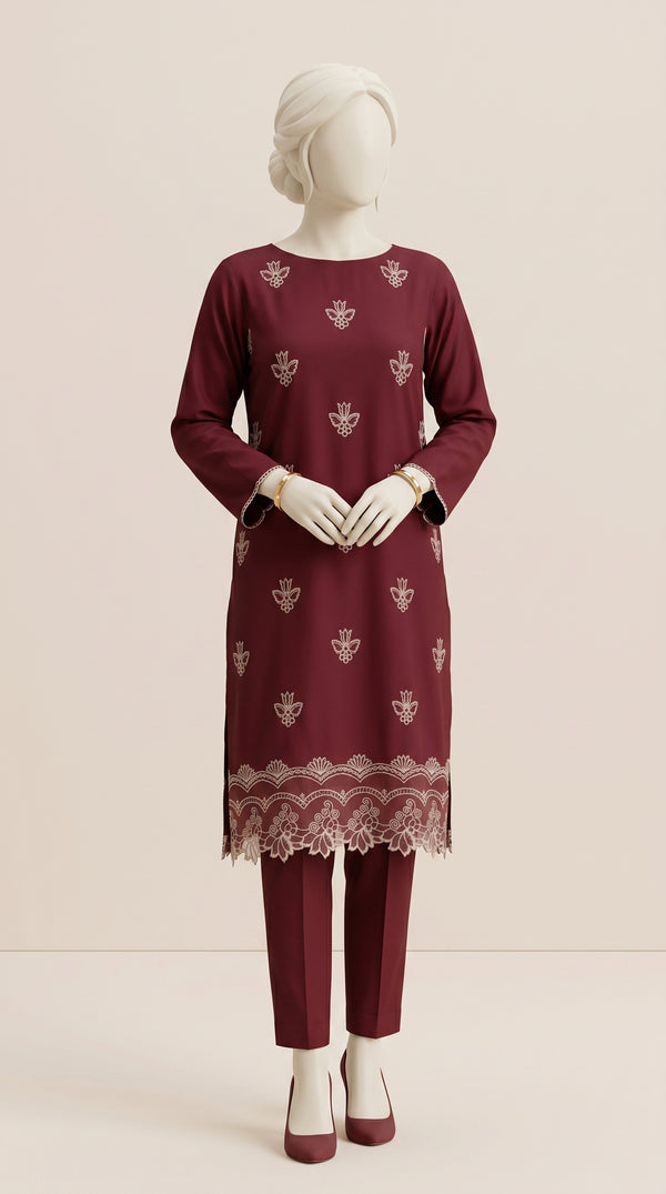 MULTICOLOR TEXTURED EMBROIDERED UNSTITCHED 2PC