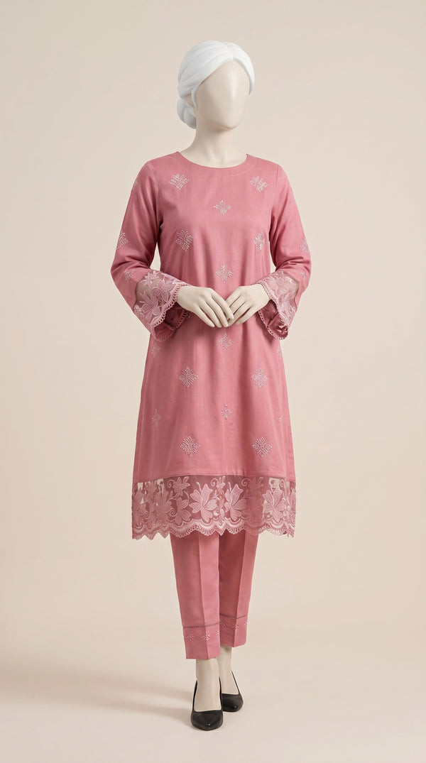 MULTICOLOR TEXTURED EMBROIDERED UNSTITCHED 2PC