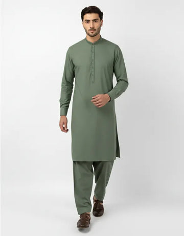 GREEN SEMI FORMAL KAMEEZ SHALWAR