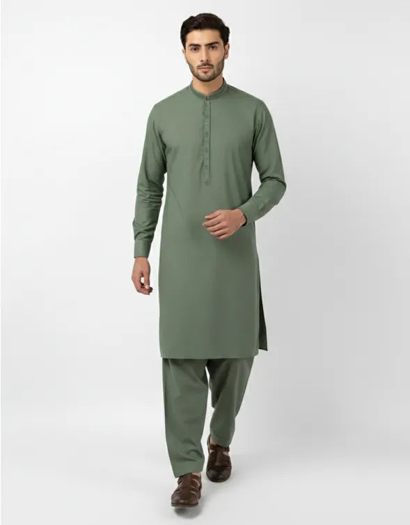 GREEN SEMI FORMAL KAMEEZ SHALWAR