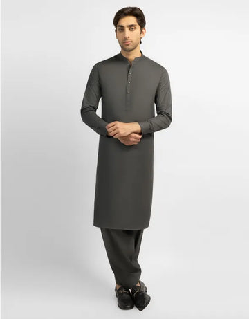 LEATHER GRAY FORMAL KAMEEZ SHALWAR