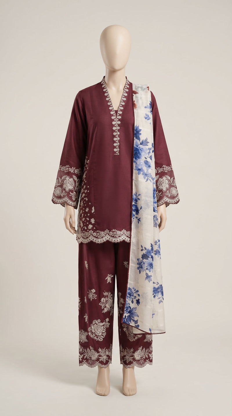MULTICOLOR LAWN EMBROIDERED UNSTITCHED 3PC