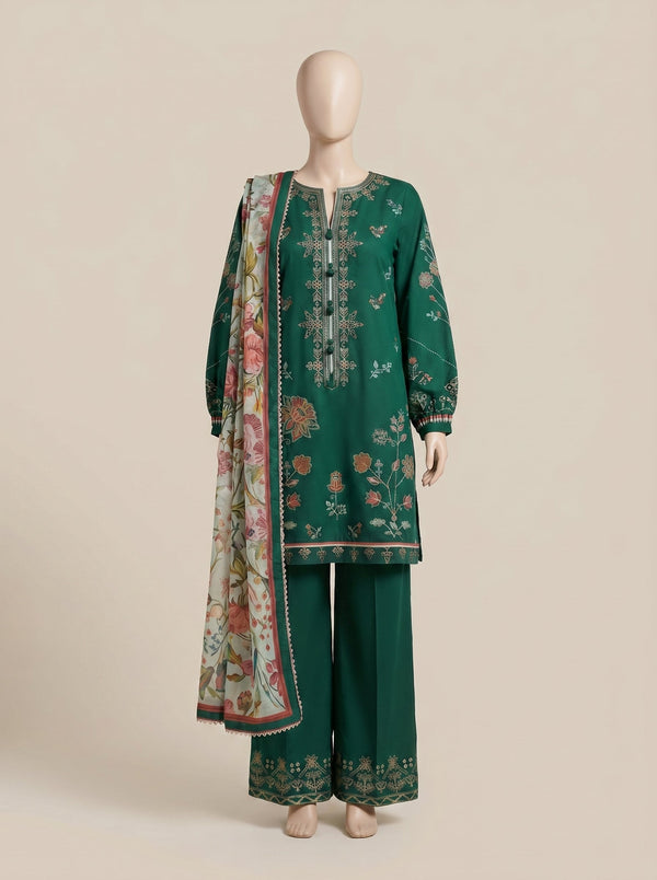 MULTICOLOR LAWN EMBROIDERED UNSTITCHED 3PC