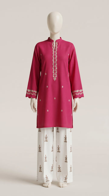 MULTICOLOR TEXTURED EMBROIDERED UNSTITCHED 2PC