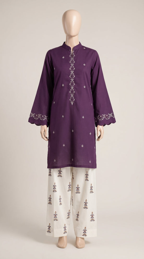 MULTICOLOR TEXTURED EMBROIDERED UNSTITCHED 2PC
