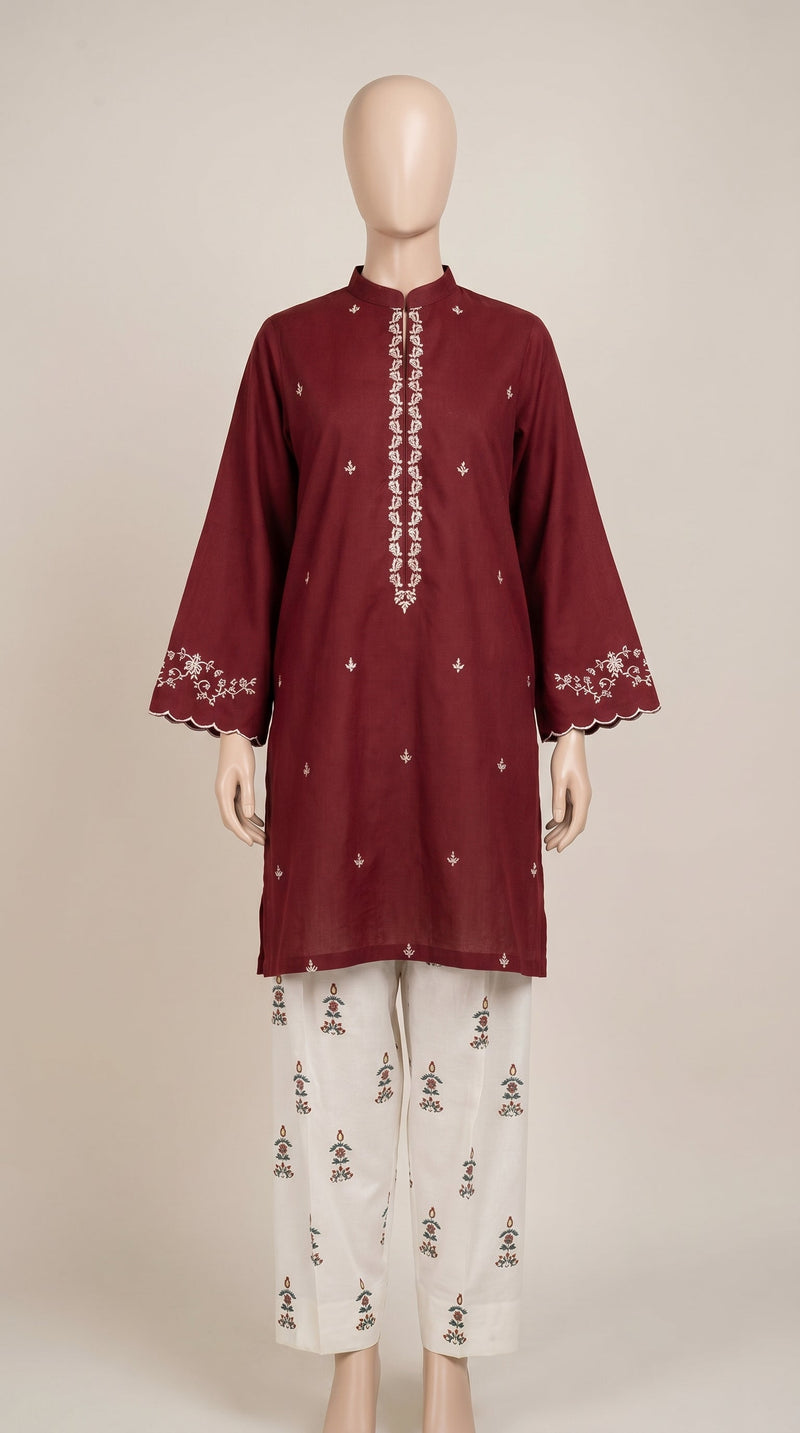 MULTICOLOR TEXTURED EMBROIDERED UNSTITCHED 2PC