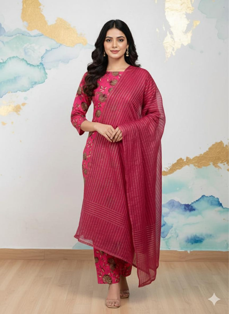 MAROON PASTE PRINTED KHADDAR UNSTITCHED 3PC