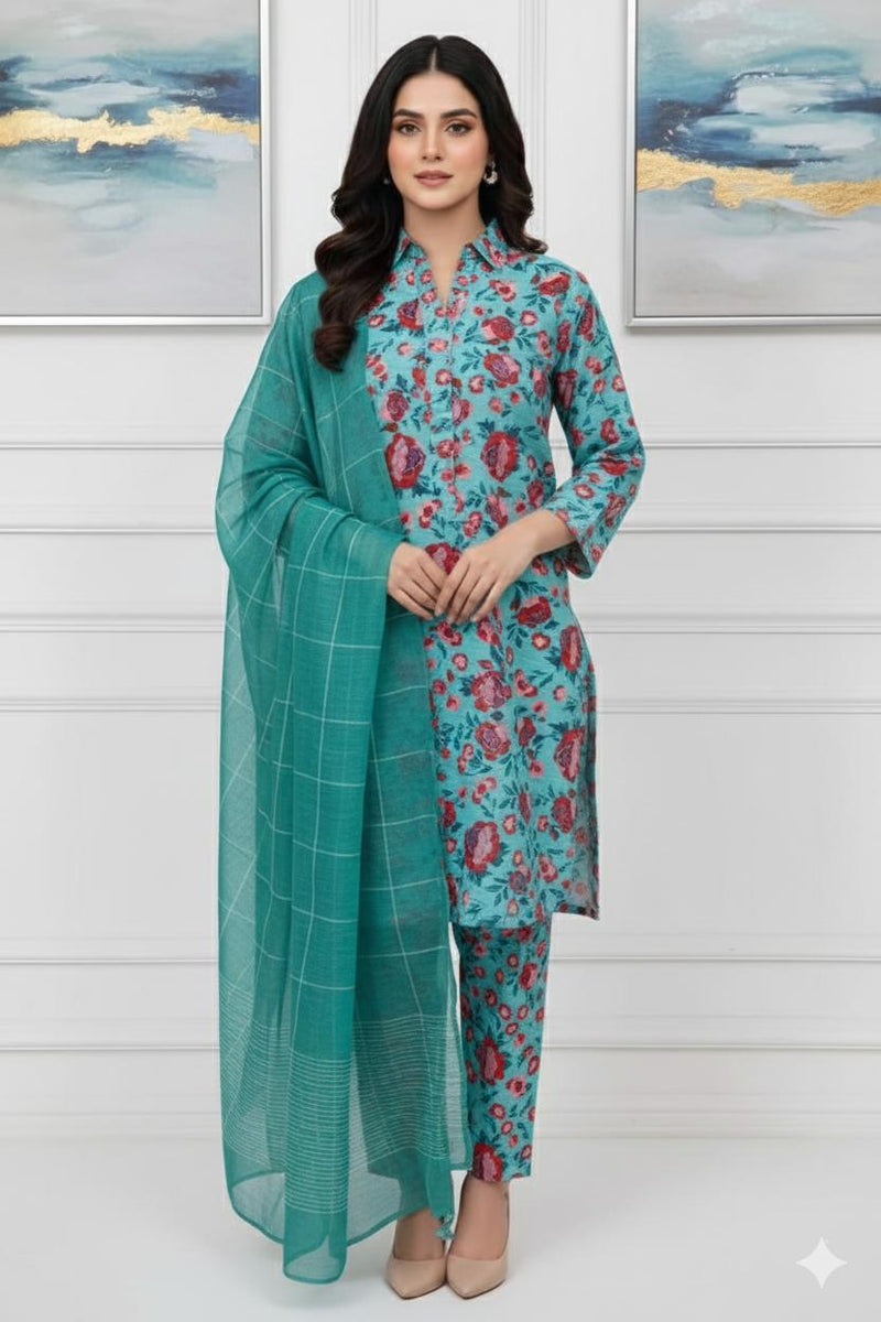 MULTICOLOR PRINTED KHADDAR UNSTITCHED 3PC