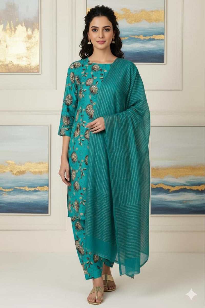 MULTICOLOR PRINTED KHADDAR UNSTITCHED 3PC