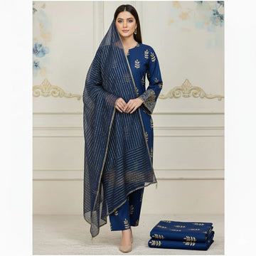 MULTICOLOR PRINTED KHADDAR UNSTITCHED 3PC