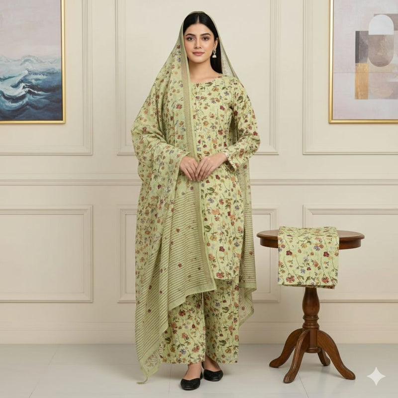 MULTICOLOR PRINTED KHADDAR UNSTITCHED 3PC