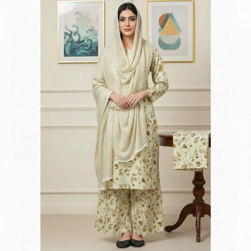 MULTICOLOR PRINTED KHADDAR UNSTITCHED 3PC