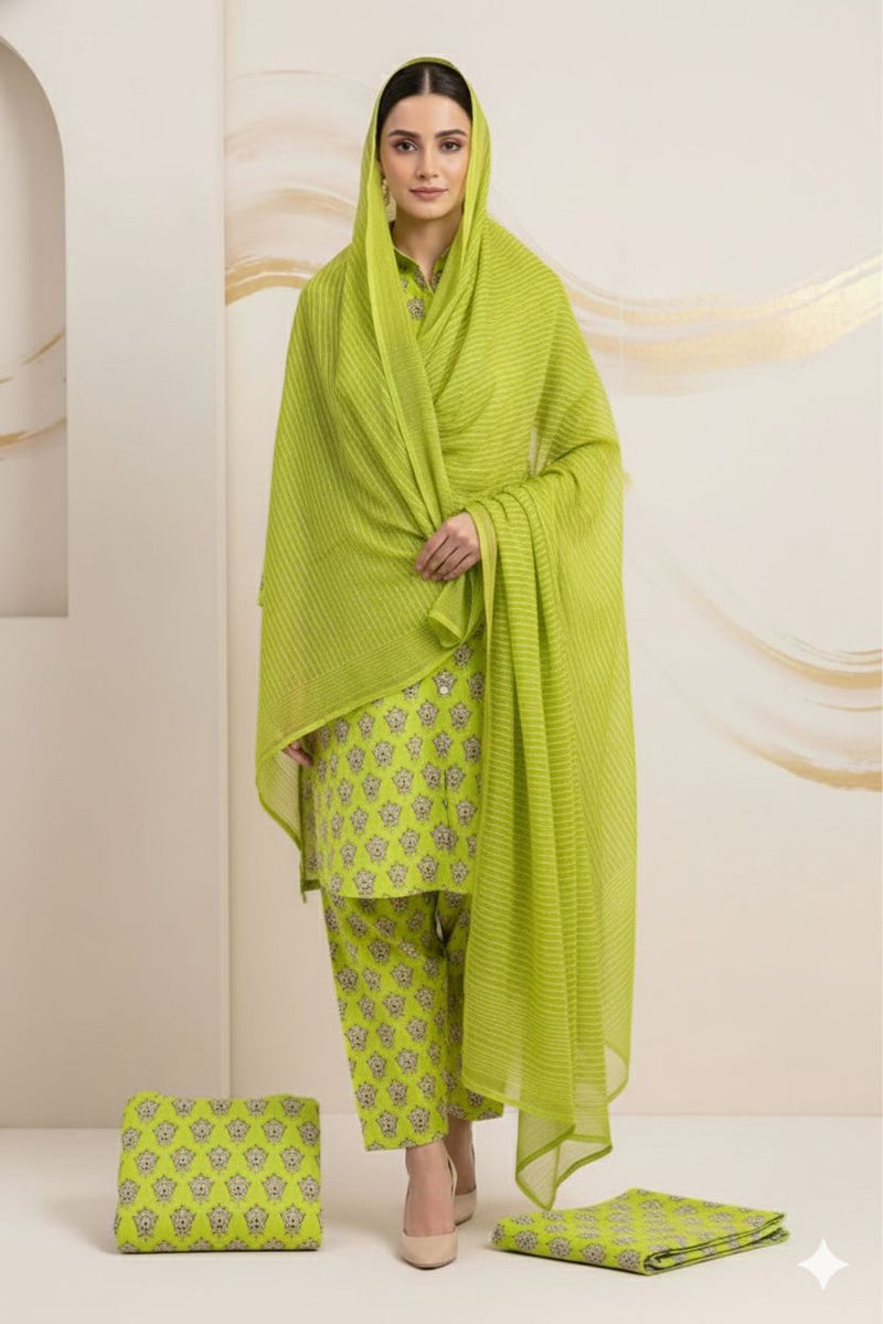 MULTICOLOR PRINTED KHADDAR UNSTITCHED 3PC