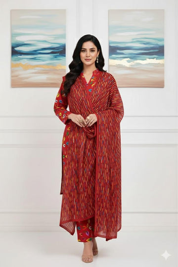 MULTICOLOR PRINTED KHADDAR UNSTITCHED 3PC