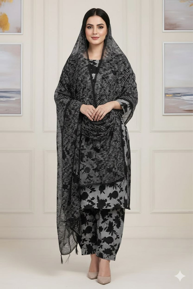 MULTICOLOR PRINTED KHADDAR UNSTITCHED 3PC