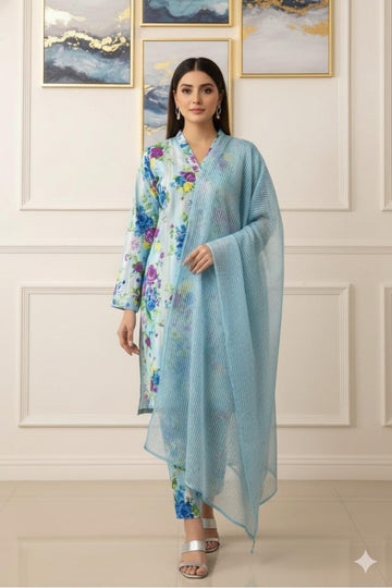 MULTICOLOR PRINTED KHADDAR UNSTITCHED 3PC