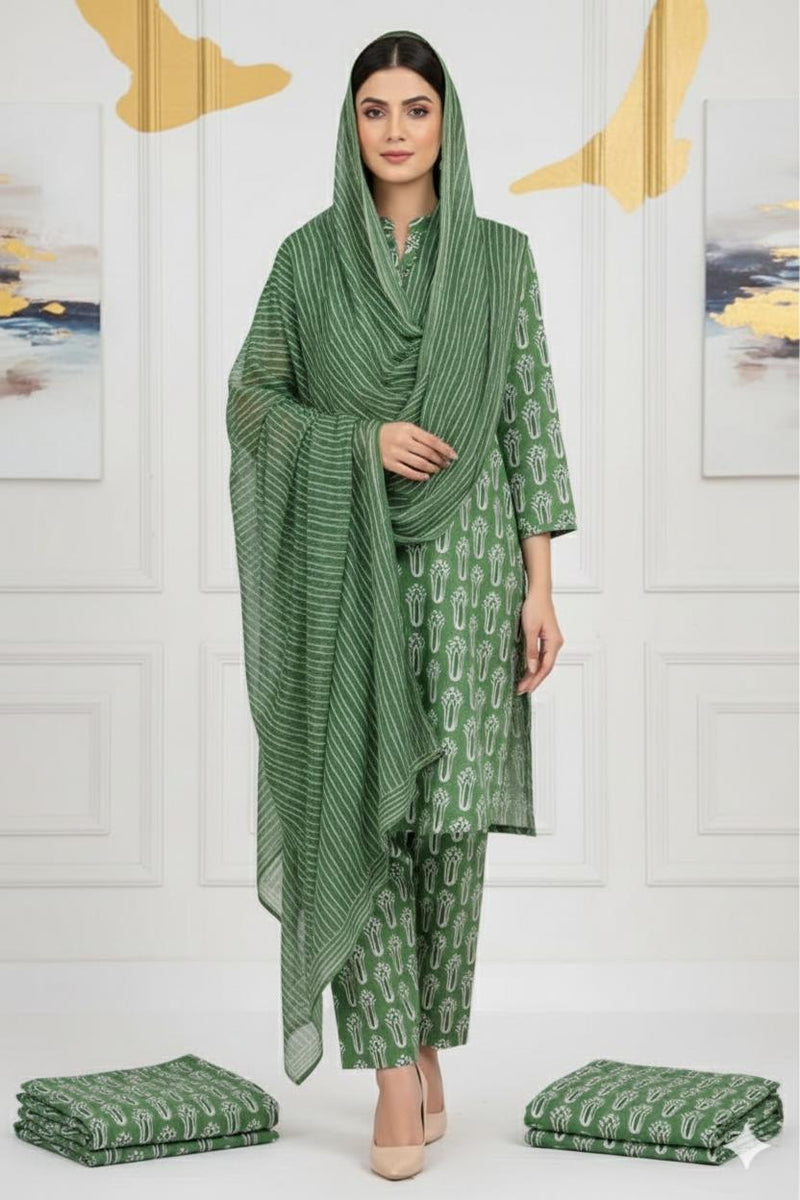 MULTICOLOR PRINTED KHADDAR UNSTITCHED 3PC