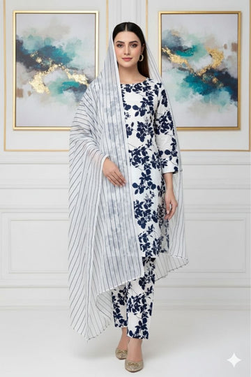 MULTICOLOR PRINTED KHADDAR UNSTITCHED 3PC