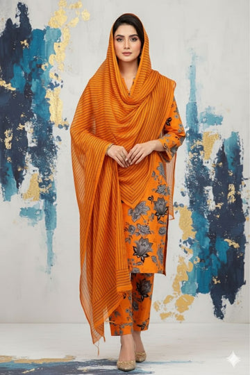 MULTICOLOR PRINTED KHADDAR UNSTITCHED 3PC