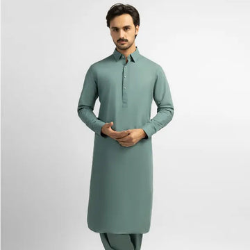 GREEN COTTON COTTON PLAIN KAMEEZ SHALWAR