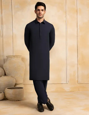 MIDNIGHT BLUE UNSTITCHED KAMEEZ SHALWAR FABRIC