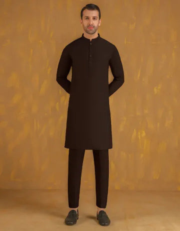 WOOD BROWN UNSTITCHED KAMEEZ SHALWAR FABRIC